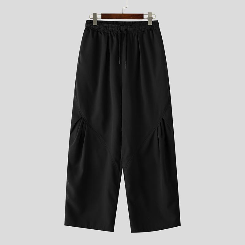 INCERUN Men Elastic Waist Pants Casual Wide Legs Pants Long Trousers