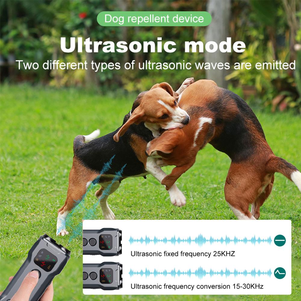 Dual Head Ultrasonic Dog Repeller 5V 500MA Dog Repellent Portable Dog Trainer Anti-Barking Training Device with LED Flashlight