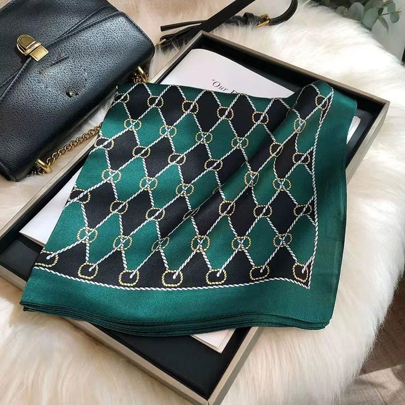 New 100% Natural Real Silk Scarf Women Bandana Square Scarves Wrap Kerchief Mulberry Fashion Luxury High Quality Hijab Sjaal