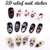 5D Geprägter Nail Art Sticker Halloween Cartoon Spinnennetz Geist Kürbislaterne Nagel Klebeaufkleber