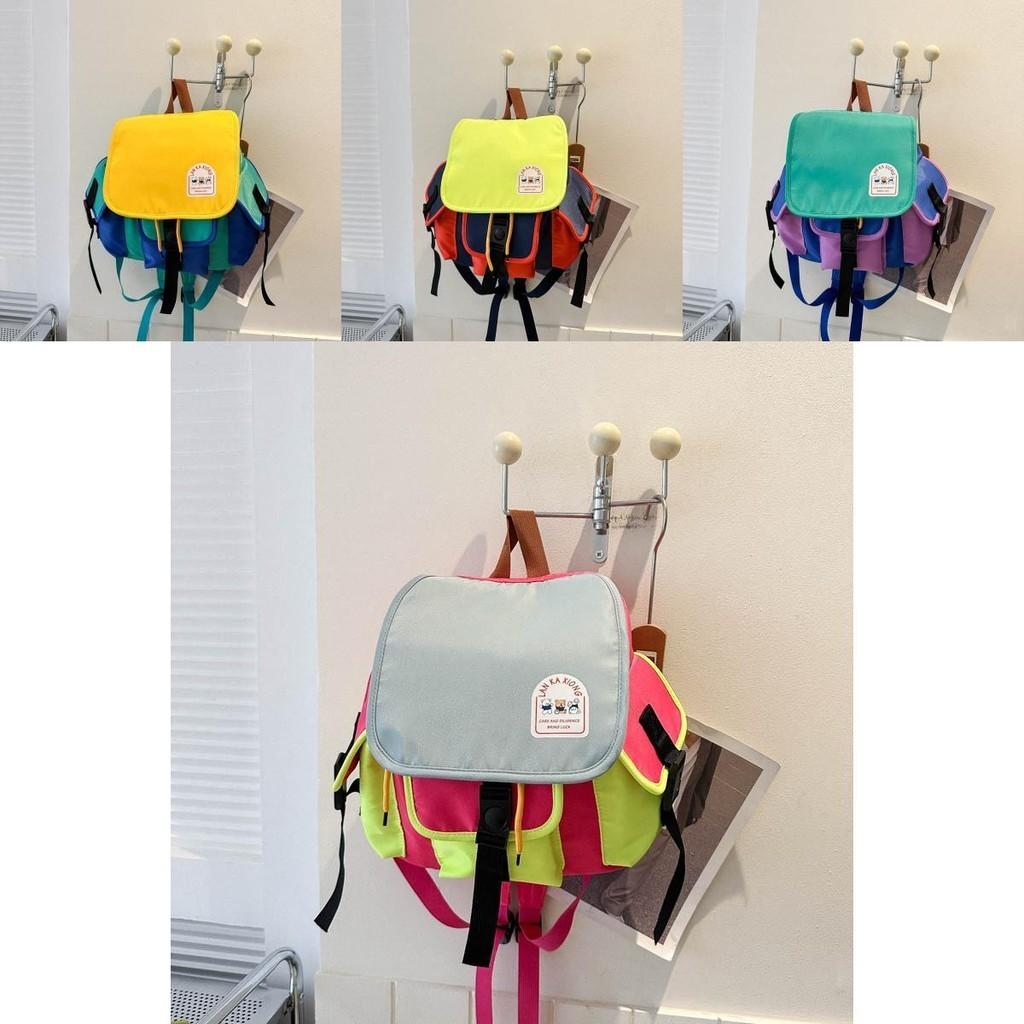 Stylish Dual Color Kindergarten Backpack For Kids Lightweight Canvas School Bag