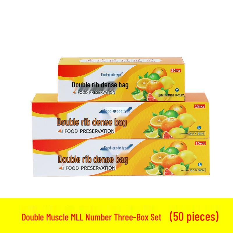 Food-Grade Double Rib Fresh-Keeping Storage Bags for Refrigerator - Thickened for Refrigeration and Freezing