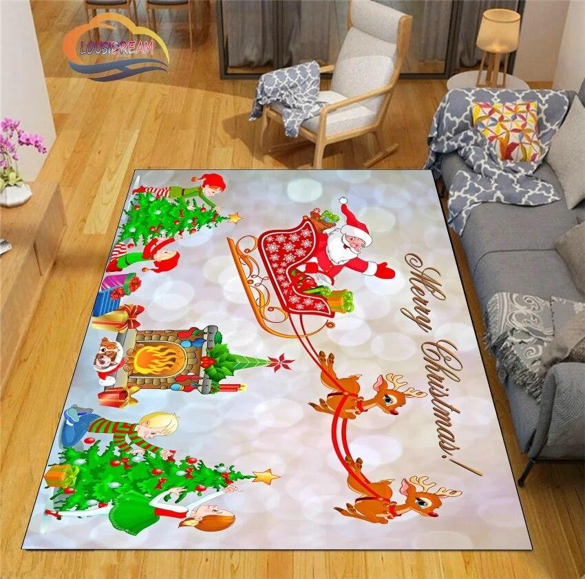 3D Printed Christmas Floor Mats Carpet  Santa  Fashion Bedroom Mat Living Room Office Children  Home Decor