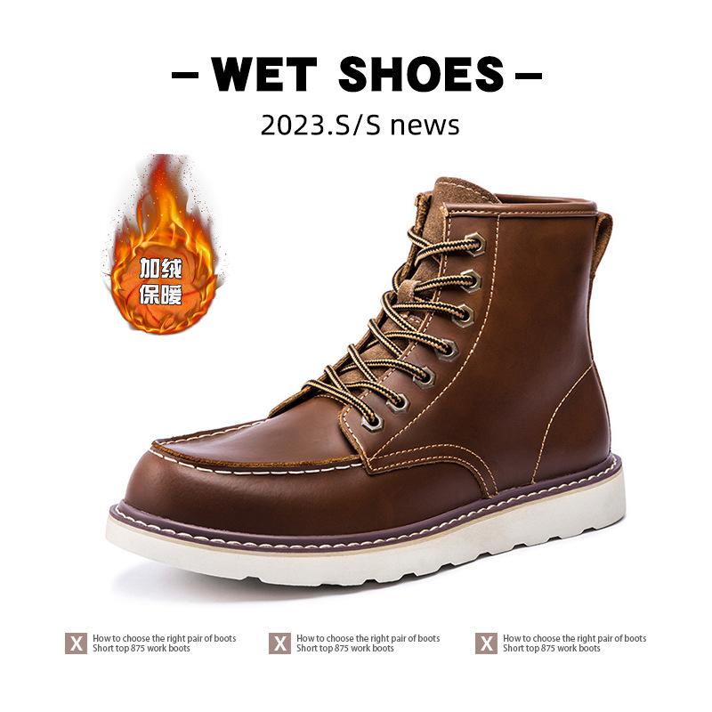 

Винтажные британские повседневные мужские туфли ручной работы осень-зима зимние плюшевые теплые ботильоны с крыльями и круглым носком мотоциклетные ботинки из коровьей кожи 12.5