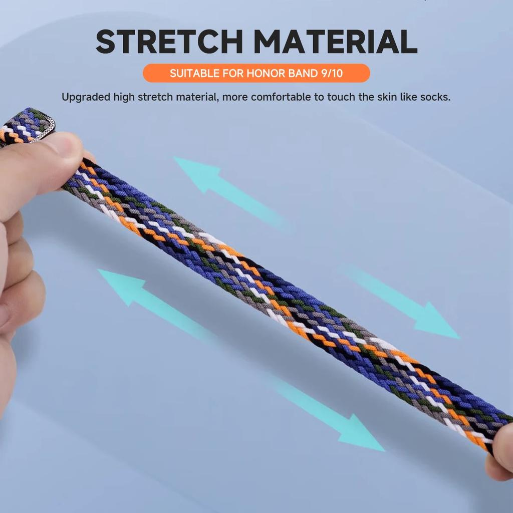 Elastic Nylon Solo Strap for Honor Band 9 Bracelet Women Men Loop Braided Wristband With Metal Clasp for Honor Band 10 Correa