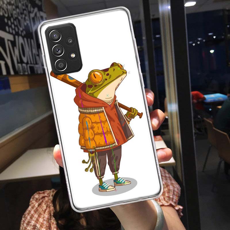 Cute Mouse Axolotl Frog Wizard Phone Case for Samsung A54 A57 A37 A17 A14 A15 A12 A24 A34 A55 A35 A25 A52S A07 A05S A04S A22 A32