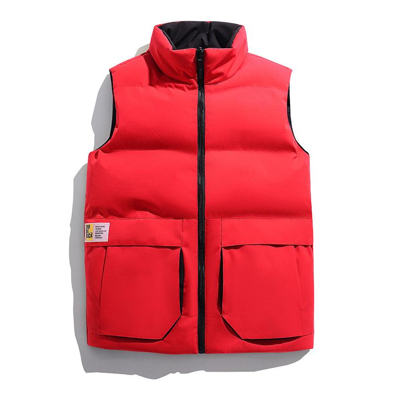 New Men's Stand-up Collar Double-sided Wear Thickened Down Cotton Vest Autumn and Winter Tide Youth Large-size Casual Wear