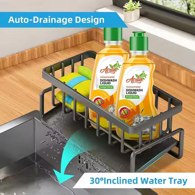 1Pc Kitchen Sink Caddy Basket Drain Rack Sponge Dishcloth Holder Storage Organizer