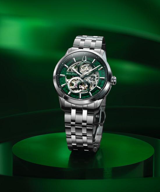 BULOVA Sutton Classic Automatic 40MM Green Dial SS Men’s Watch 96A329