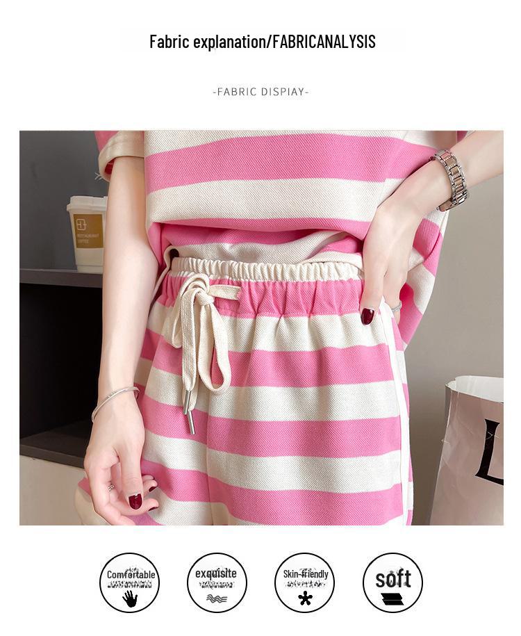 Korean-Style Women's Casual Summer Sportswear Set: Short-Sleeve Top and Shorts, Loose Fit, Perfect for Students and Running