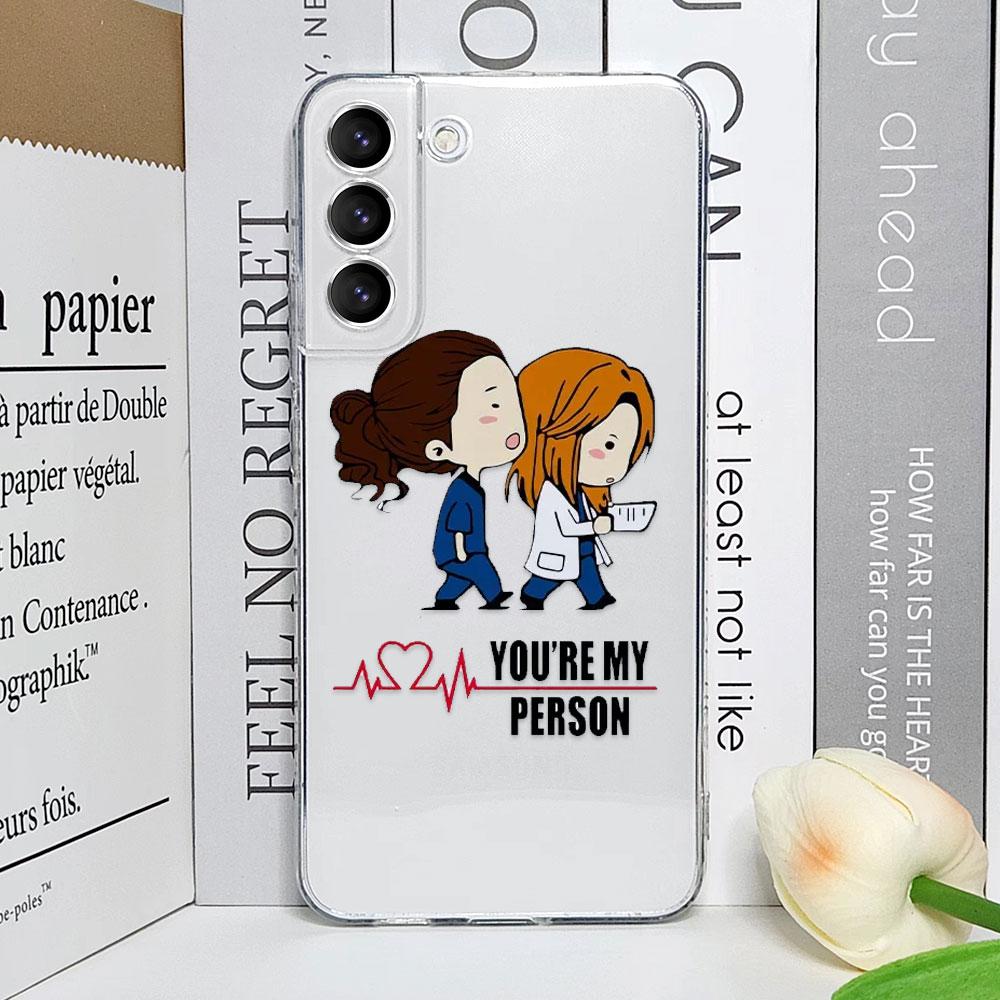 Cartoon Greys Anatomy You Are My Person Clear Phone Case for Samsung Galaxy S25 S24 S23 Ultra S22 Plus S21 FE Soft Covers Fundas