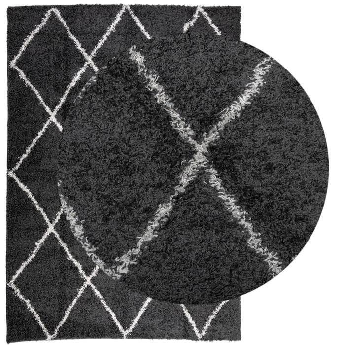 VidaXL Tapis Shaggy à Poils Longs, Moquette de Sol, Tapis de Zone, Carpette de Salon Salle de Séjour Chambre, Moderne, Noir 375411