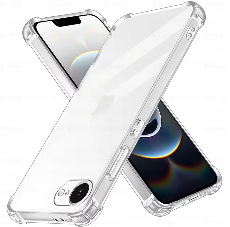 ANTI SHOCK case for IPHONE 16e, CLEAR BACK + TEMPERED GLASS
