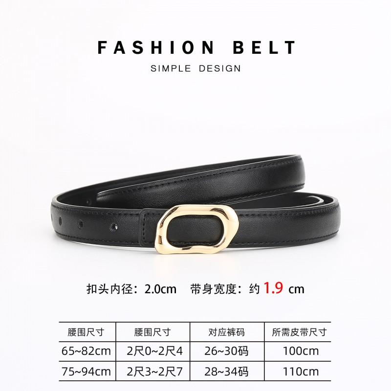 Womens Genuine Leather Thin Belt With Zinc Alloy Buckle Office Casual Pants Chic Waist Accessory