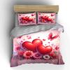 Romantic Hearts and Floral Set kid's and adults' bedroom decor, Exquisite three-piece bedding set gift