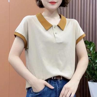 Mom's Shirt Collar New Style Large Size Women's Loose Short-sleeved Shirt for Women