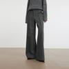 ELLE French Design Solid Color Spliced Wide Leg Casual Pants Women bottoms Dark-Gray EK49768