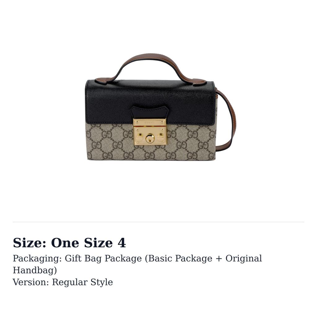 GUCCI Padlock Canvas With Leather Box Bag, Crossbody Bag, One Shoulder Handbag Mini Women's Ebony/Black 652683-96GAG-9785