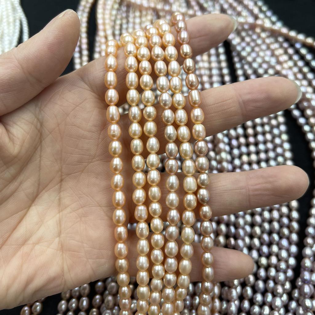 Natural Freshwater Rice Pearl Strand 36cm 4-5mm Purple/Pink Loose Pearls for DIY Jewelry Making Bracelet Necklace