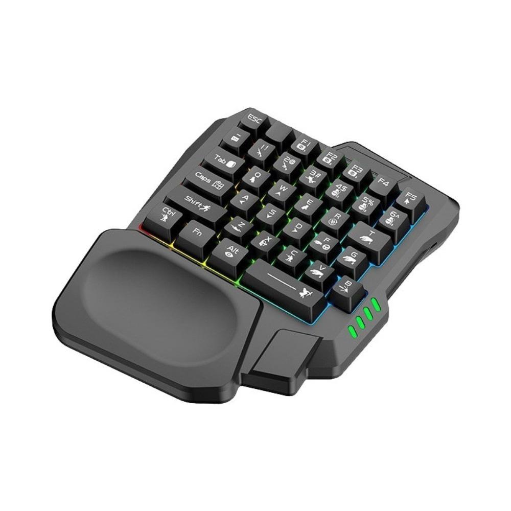 One-handed Keyboard Colorful Mechanical 35 Keys with Mobile Phone Throne PUBG Handle Mobile Game Chicken Eating Artifact