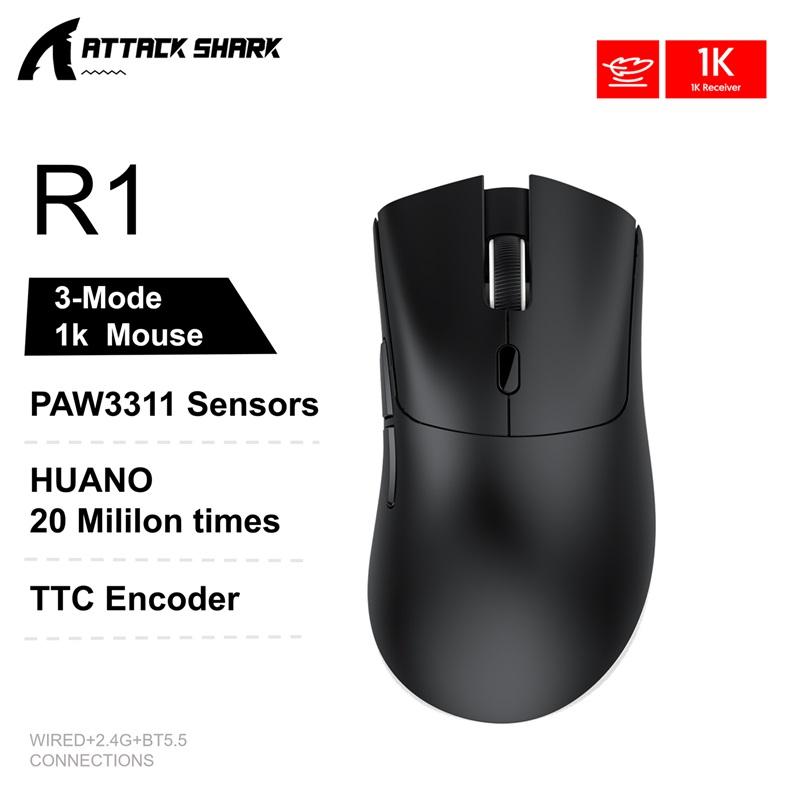 Attack Shark X11&R1 Kabellose Gaming-Maus - Tri-Mode, PAW3311 Sensor, 22K DPI, 400 IPS, RGB PC Gaming-Maus