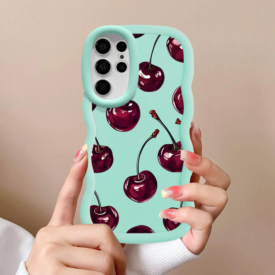 Hülle für Samsung Galaxy S20 FE S22 Ultra A26 S24 S23 Plus S21 A25 S25 Weiche Handyhülle A54 A35 A55 A36 A24 A34 Cartoon Kirsche