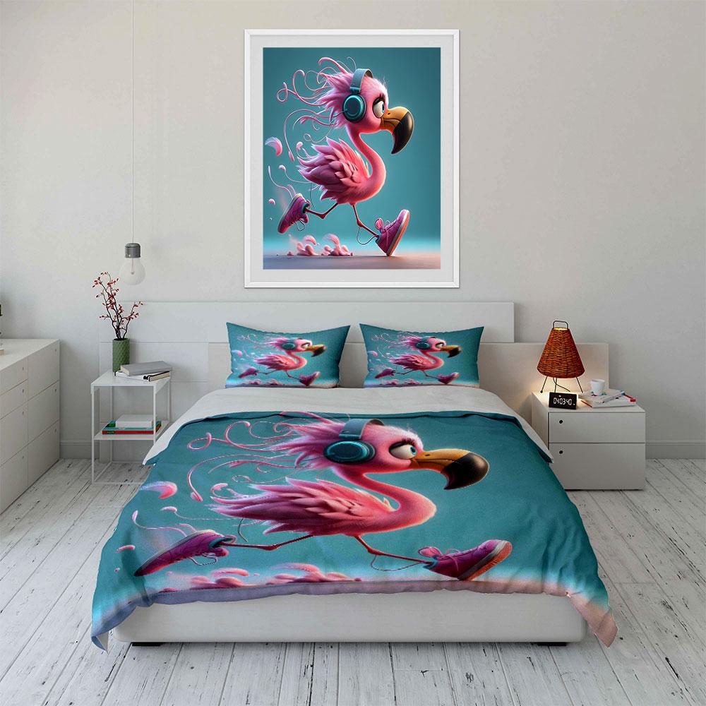 Pink Flamingo Sport Set Soft Comfortable Duvet Cover Bedding Set Included 1*Duvet Cover & 2*Pillowcases, Gift