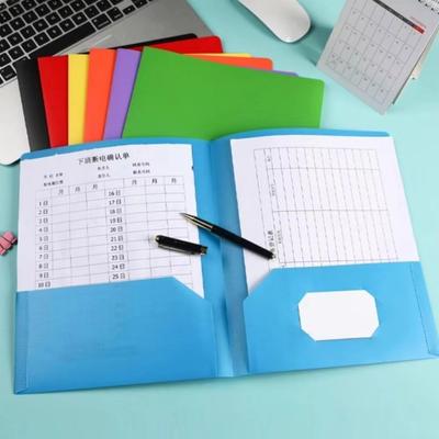 Plastic Two Pocket Folders Waterproof Store Documents A4 Folder Reusable with Pockets Business Card Holder Office Business Use