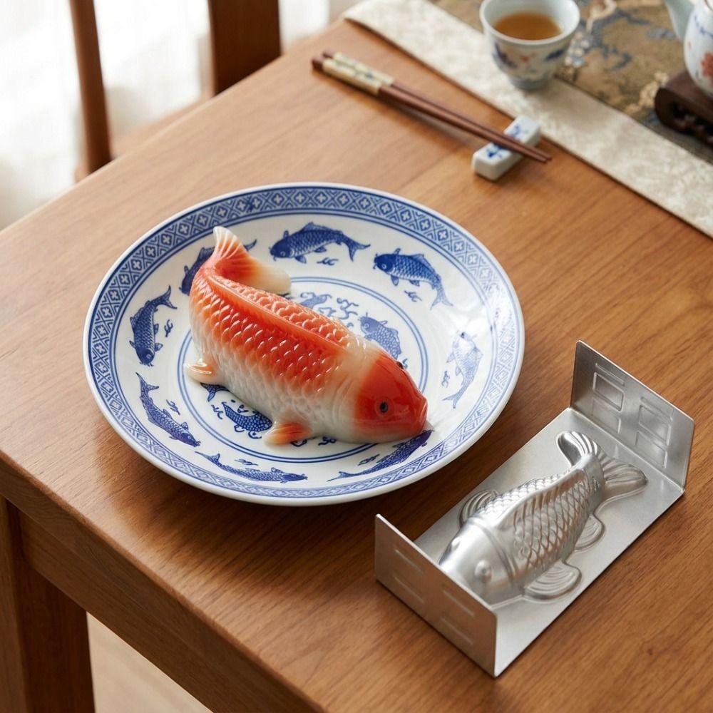 Nepřilnavá hliníková forma na rýžové koláčky ve tvaru ryby Tepelně odolná forma na pečení Formička na pudink Pudink