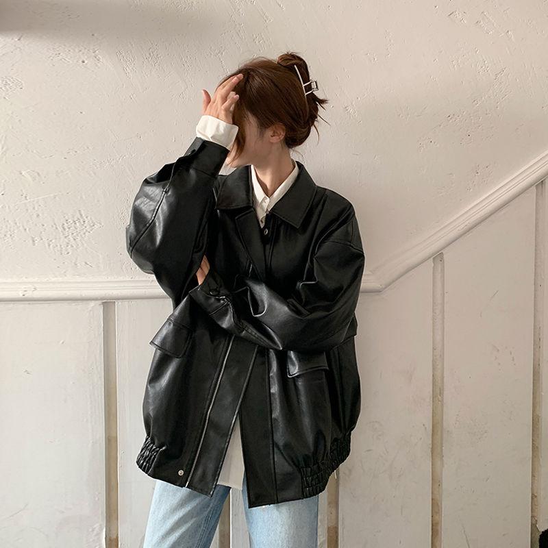 Frühling Herbst Mode Neue Damenmode Casual Temperament Revers Lederjacke Temperament High-End Luxus Retro Motorradjacke