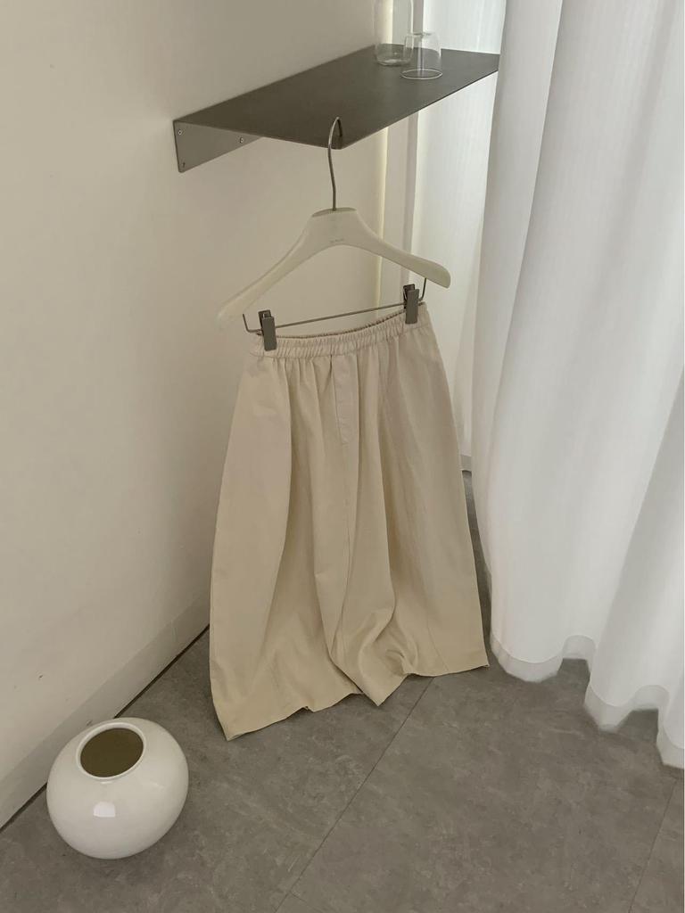 Pepper Patch Women's Elastic Waist Cotton Midi Skirt - Korean Style A-line for Spring/Summer