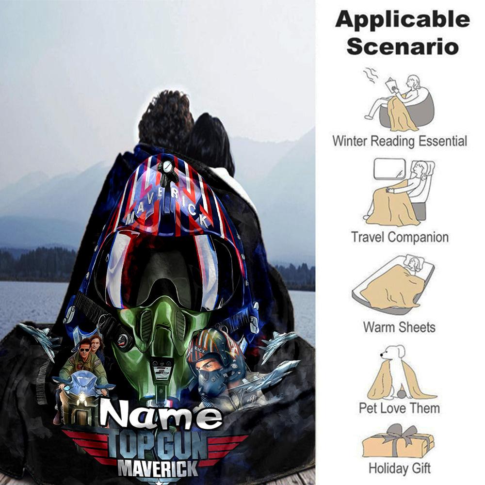 Customiz Name Personality Top Gun Maverick Blanket Soft &Warm Sofa Office Bed Travel Lunch Break Blanket, Gift Suitable All Seasons