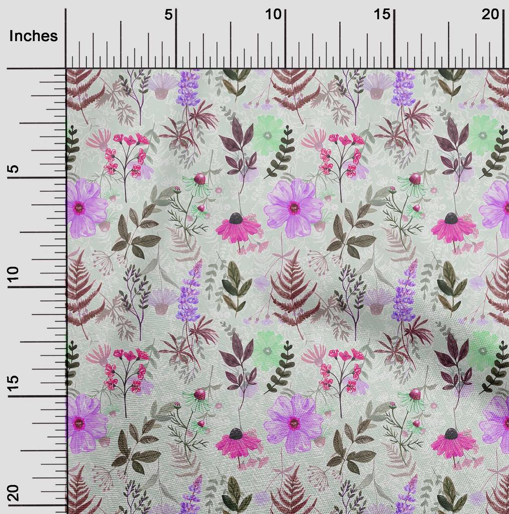 oneOone Cotton Flex Dusty Green Fabric Floral  Sewing Craft Projects Fabric Prints By Yard 40 Inch