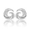 Swirl Wave Stud Earrings for Women Elegant Gold Tone Paved Stone Earrings for Daily and Special Occasions
