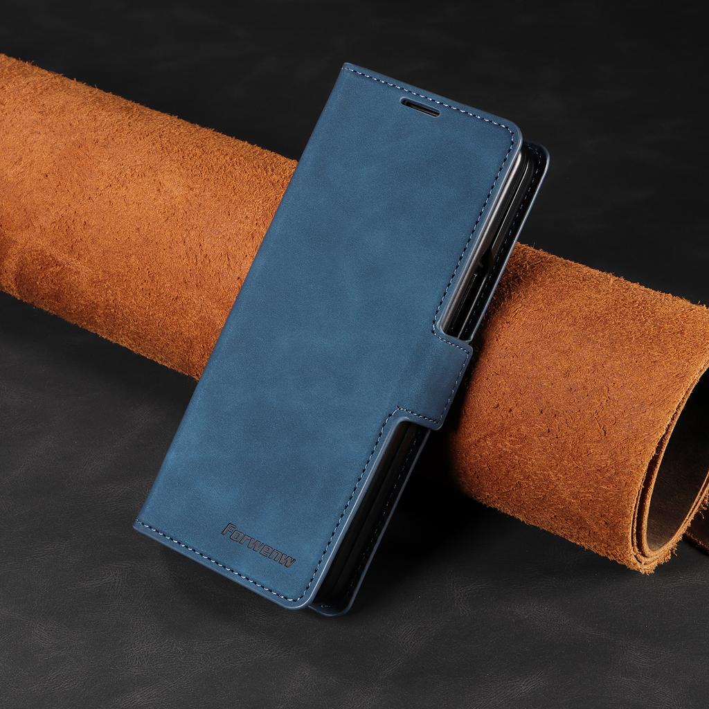 Luxury Retro Leather Phone Case For Samsung Galaxy Z Fold 7 6 5 4 3 Fold7 Fold6 Fold5 Fold4 Wallet Card Slot Magnetic Flip Cover