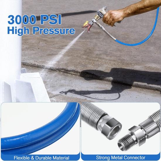 Enhon 2 Pcs 4 ft Airless Paint Spray Extension Hose Compatible with Graco 247338, 3/16"ID High Pressure Paint Spray Whip Hose, 3000 PSI Flexible