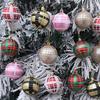 2 Boxes Christmas Tree Decorations Tartan Pattern Plastic Hanging Ball Festival Home Holiday Party Decorative Accent