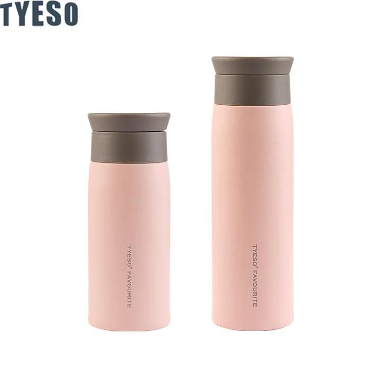 

Tyeso Ins Style Stainless Steel Insulated Water Bottle Simple Round Shoulder Travel Mug Portable Frosted Design for Men Women 350ML розовый