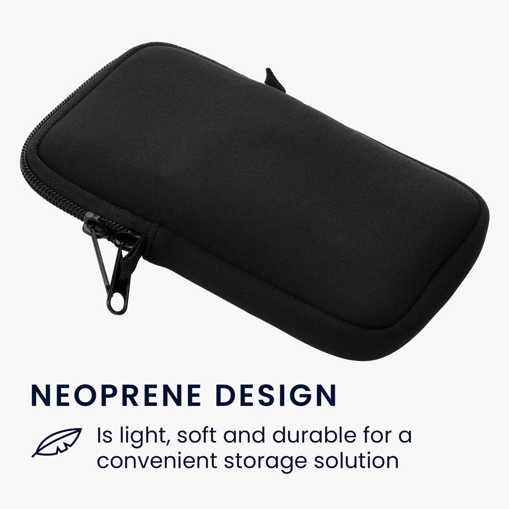 kwmobile Smartphone Shoulder Large Fits Smartphones Neoprene Neck Strap Protective Black Bag, - 6.5" - Case,