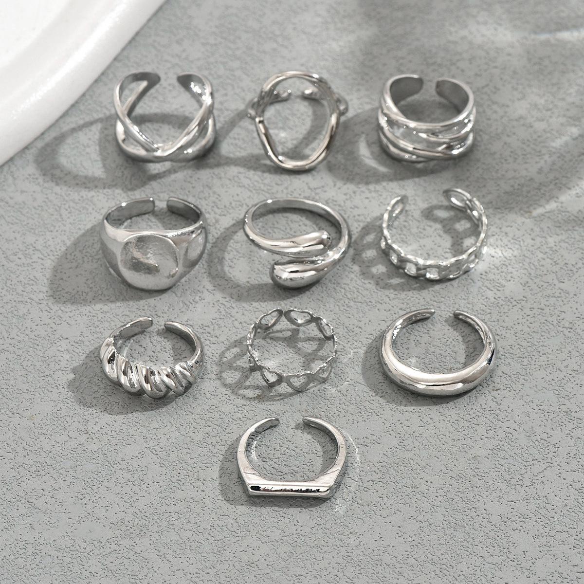 

Ветер Женский Геометрический Металлический Набор Колец Универсальный Витой Глянцевый Дизайн Открытое Кольцо Премиальное Ощущение