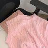 Pearl Knitted Vest Women's Sleeveless Sweater Vest Pullover Crew Neck Loose Versatile Top Platform Supply Chain