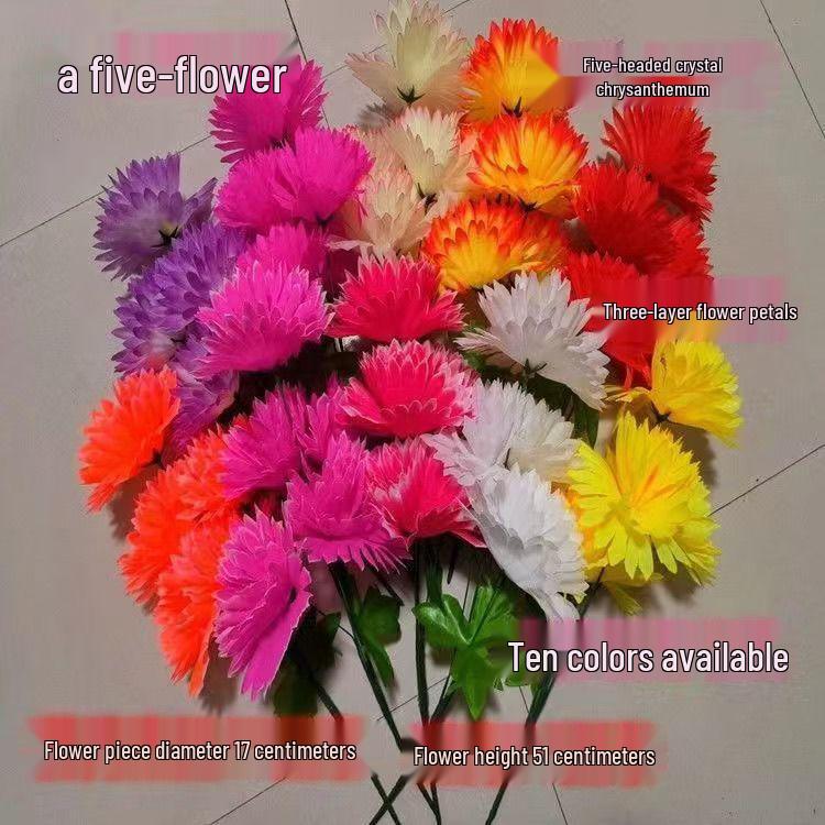 Seven-Headed Chrysanthemum Bouquet for Tomb-Sweeping Day - Available in Eleven Colors