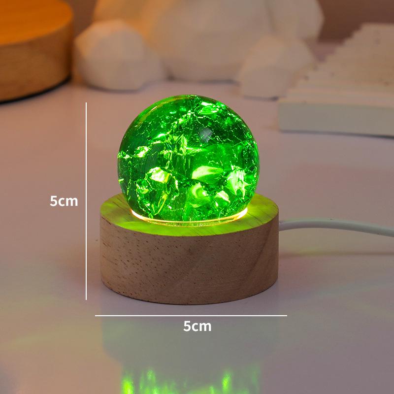 Seven-Color Crystal Ball Night Light – Luminous Ice Crackle Glass Ornament for Desktop Decoration