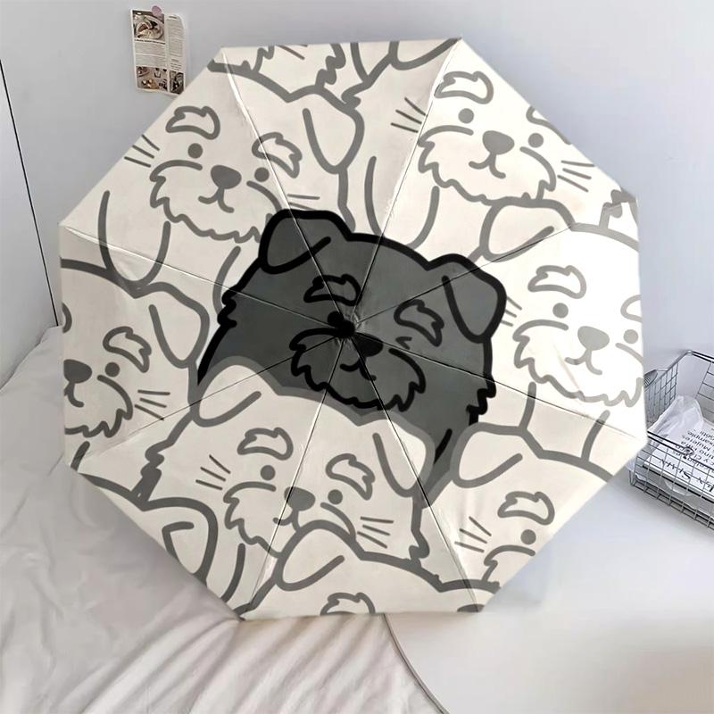 

1 PC schnauzerterrier Automatic Folding Umbrella - Cartoon Pattern, Portable & Foldable Design with 8 Ribs, Christmas Birthday Gifts