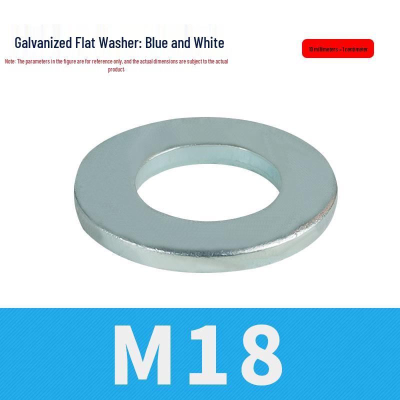 8.8 Grade Blue-White Zinc Galvanized Thickened Flat Metal Washer, M3-M48.