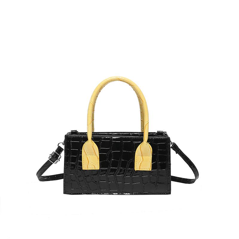 Modna torebka z łączonej tekstury 2025 wiosna nowa wszechstronna ins temperament mała kwadratowa torebka