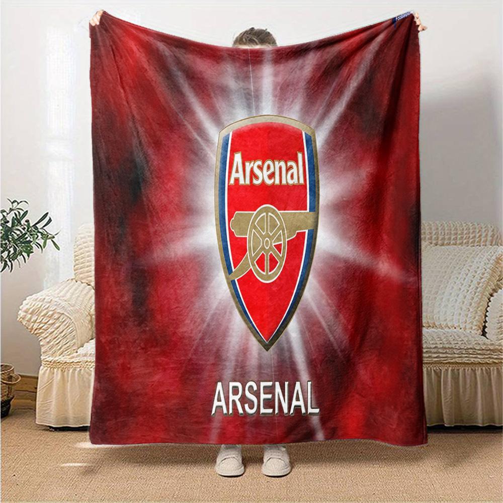 Coperta in Flanella con Stemma dell'Arsenal Football Club, Poliestere Morbido, Design Moderno, Per Tutte le Stagioni per Campeggio, Viaggi, Regali per Feste o Compleanni