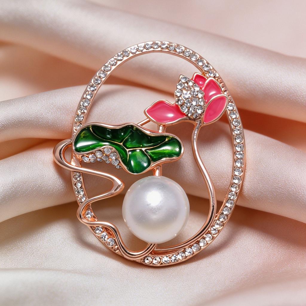 Lotus Pond Moonlight Delicate Lotus Flower Brooch Elegant Attitude Traditional Chinese Style Scarf Pin