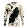 Men's 3D Stripe Printed Long-sleeved T-shirt, Comfortable, Breathable and Versatile Men's Top