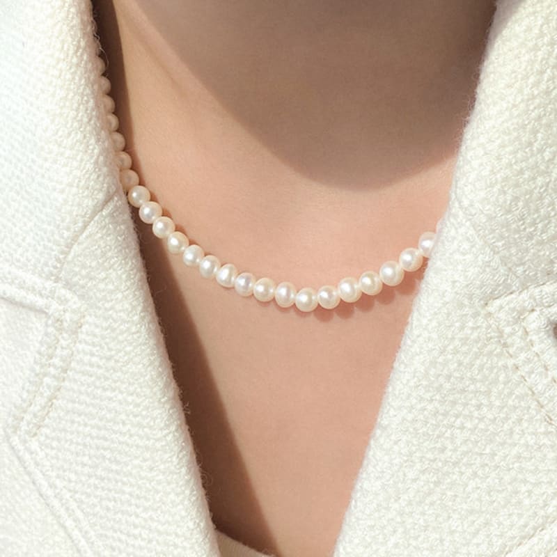 MAYBETOI 14K Elle Freshwater Pearl Bead Necklace